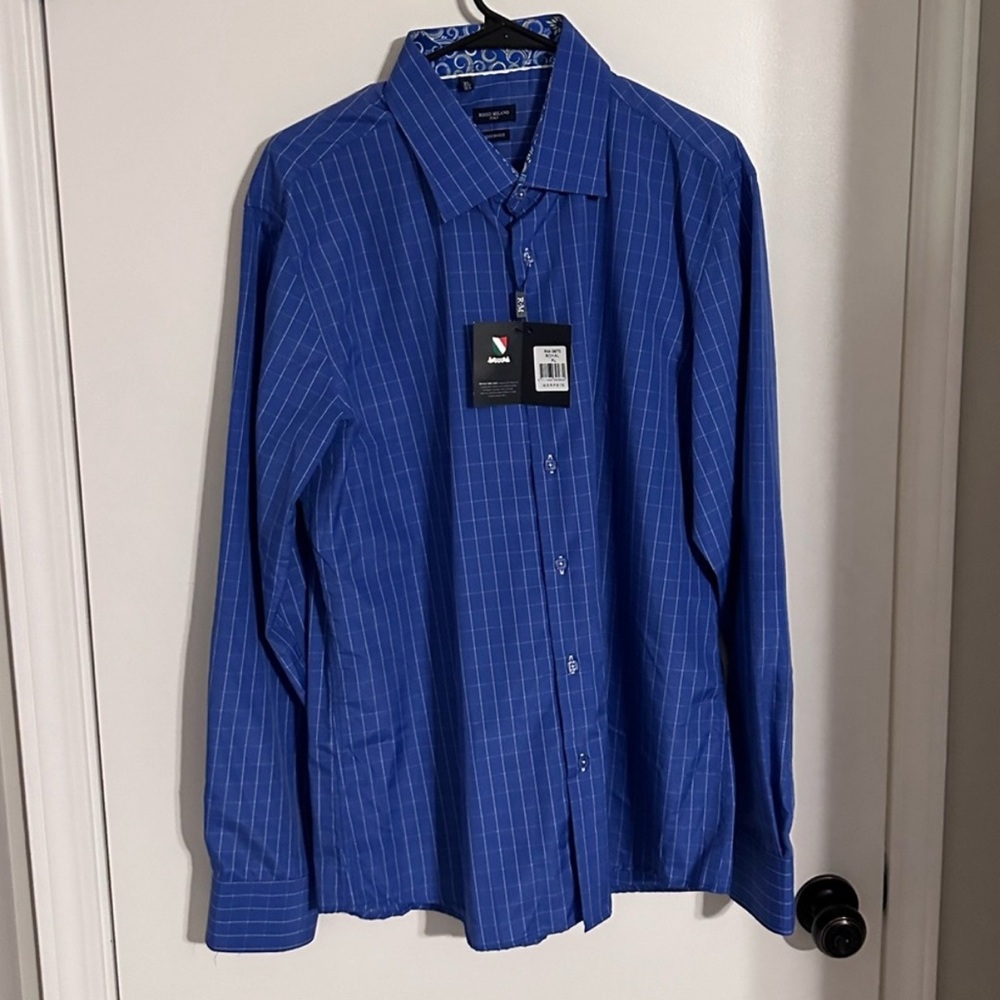 Rosso Milano Men's Blue Striped Shirt